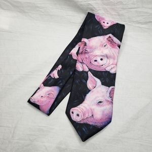 Vintage Ralph Marlin Pig Men's Necktie 1994 BBQ